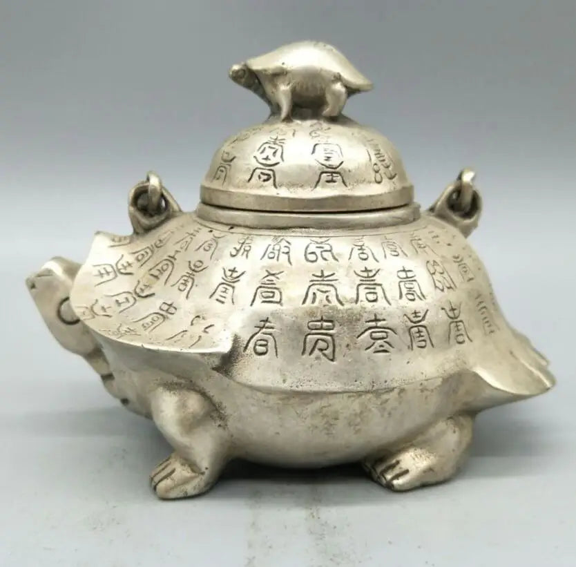 China copper longevity turtle teapot crafts statue