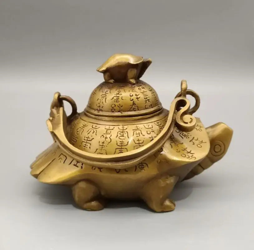 China copper longevity turtle teapot crafts statue