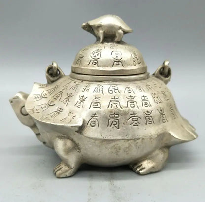 China copper longevity turtle teapot crafts statue