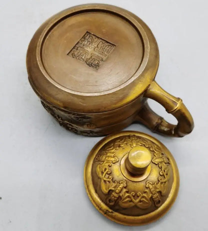 China copper pandas and bamboo teapot crafts statue