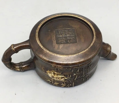 China copper pandas and bamboo teapot crafts statue