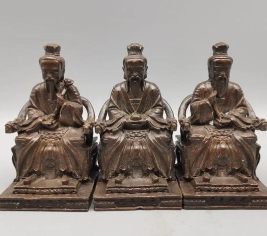 China copper sanqing Patriarch small crafts statue A set