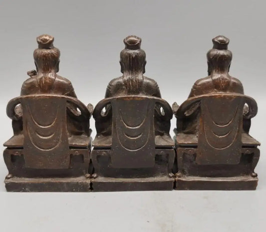 China copper sanqing Patriarch small crafts statue A set