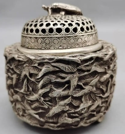 China copper thousand crane Incense burner crafts statue