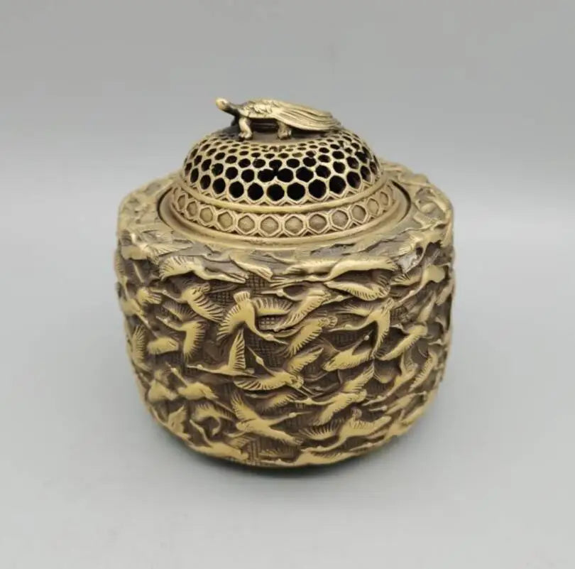 China copper thousand crane Incense burner crafts statue