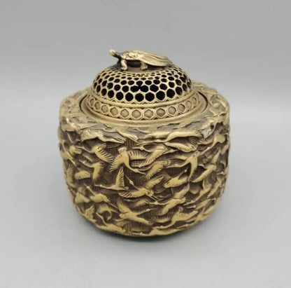 China copper thousand crane Incense burner crafts statue