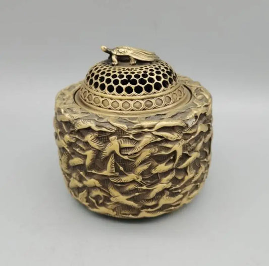 China copper thousand crane Incense burner crafts statue