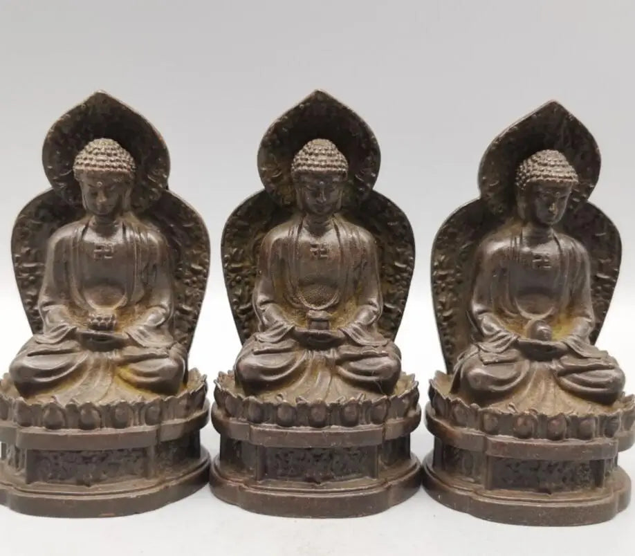 China copper three SAN Buddha small crafts statue A set