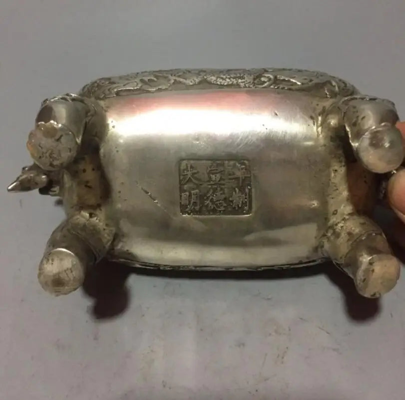 China copper two dragon Incense burner crafts statue