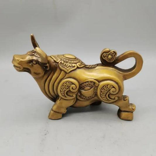 China copper wealth Money cow crafts statue