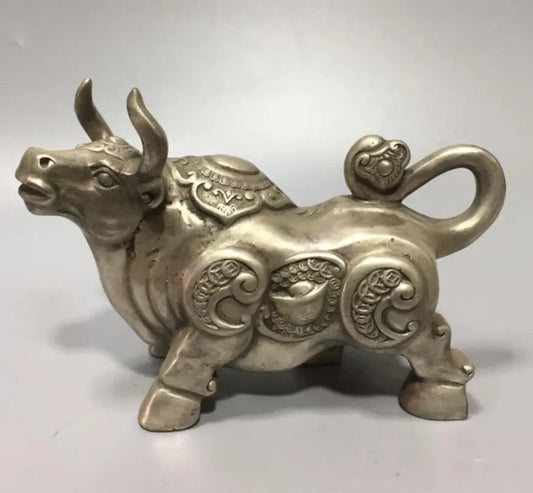 China copper wealth Money cow crafts statue