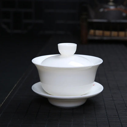 China cup bowl handpainted floral design traditional craft Sancai gaiwan porcelain tureen for Oolong tea in China on sales new