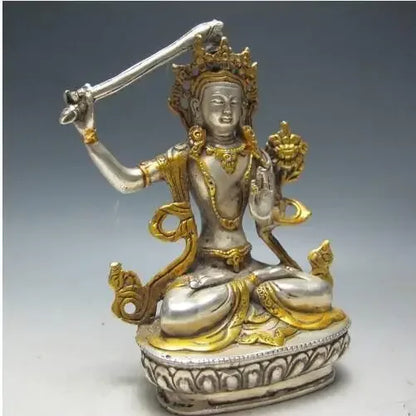 China decorative Tibet silver plated Manjusri Buddha