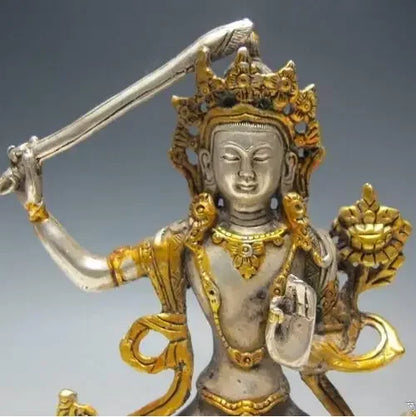 China decorative Tibet silver plated Manjusri Buddha
