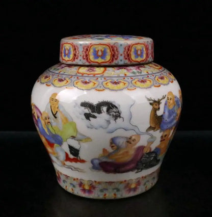 China enamel color ceramic Tea cans crafts statue