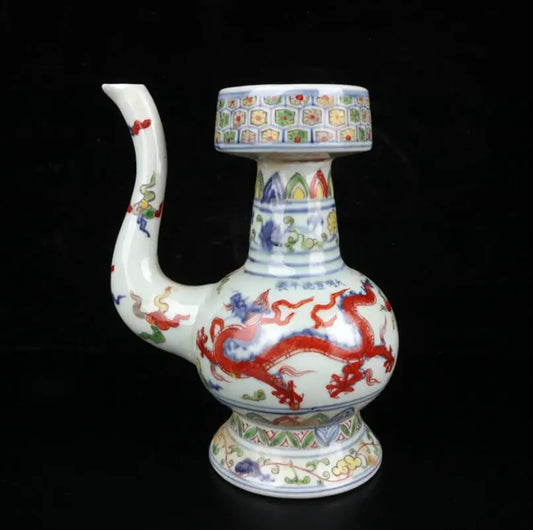 China five Colored glaze ceramic dragon teapot crafts statue