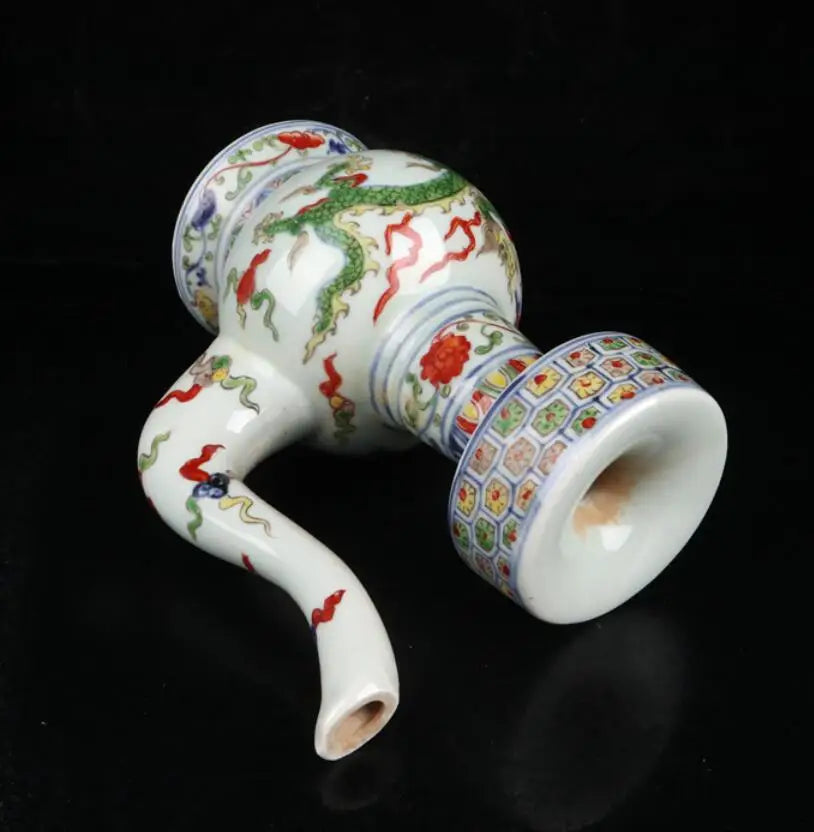 China five Colored glaze ceramic dragon teapot crafts statue