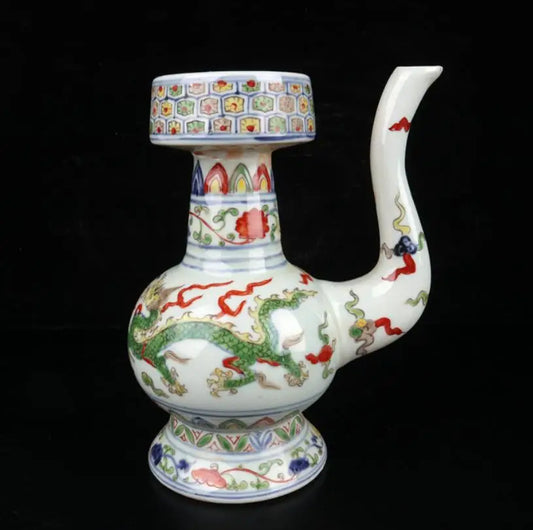 China five Colored glaze ceramic dragon teapot crafts statue