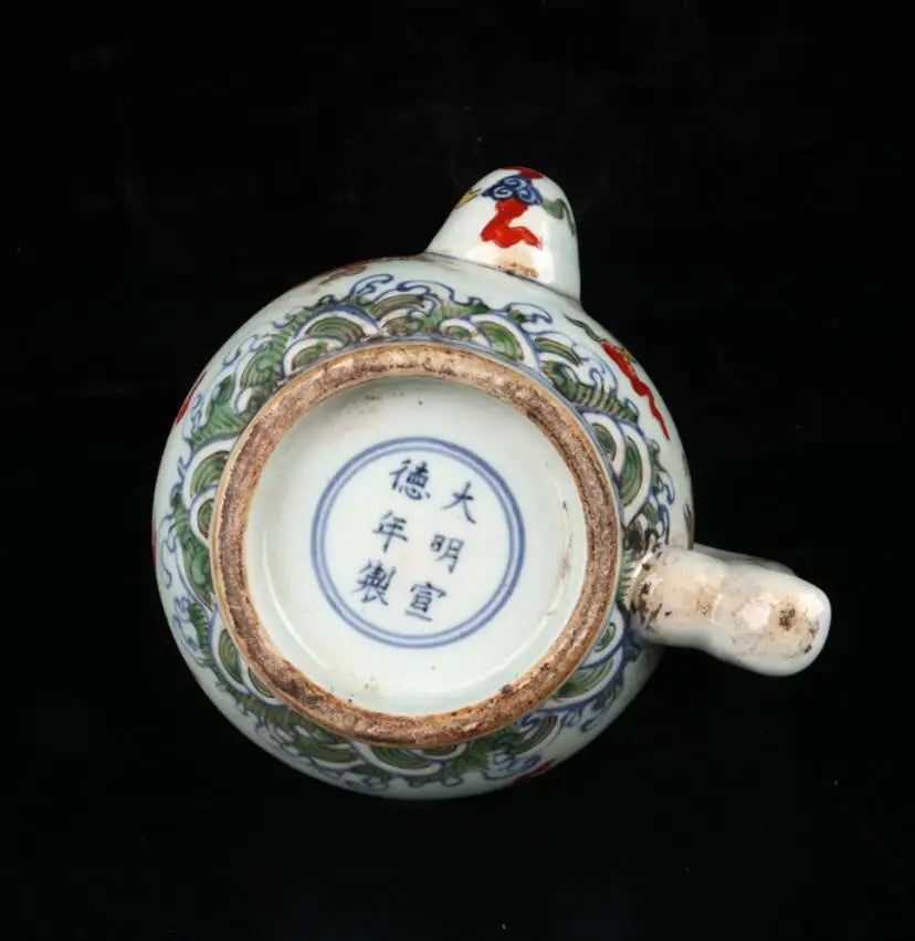 China five Colored glaze ceramic dragon teapot crafts statue
