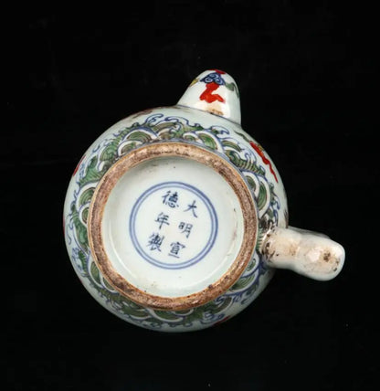 China five Colored glaze ceramic dragon teapot crafts statue