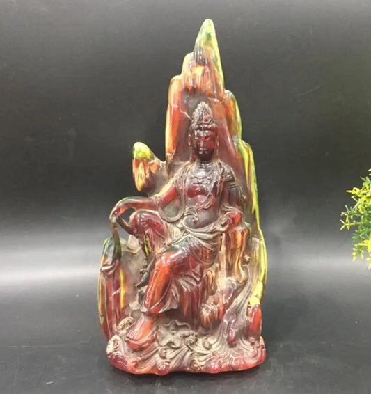 China imitation amber Guanyin bodhisattva crafts statue