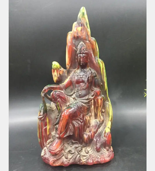 China imitation amber Guanyin bodhisattva crafts statue