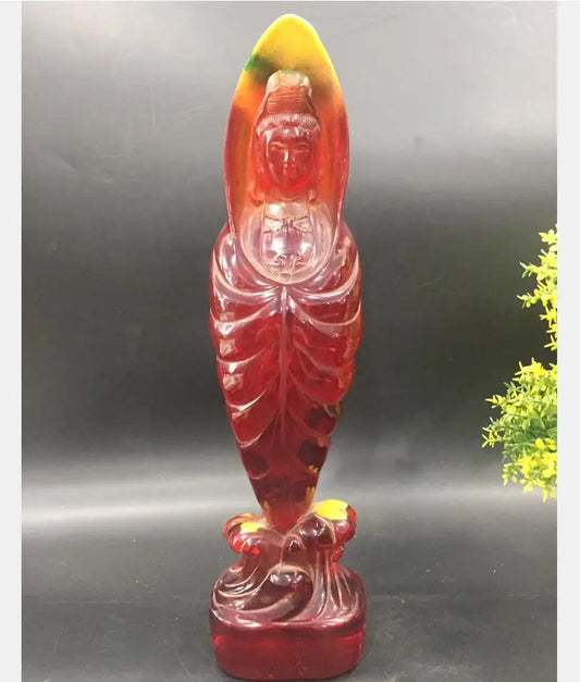 China imitation amber Guanyin bodhisattva crafts statue