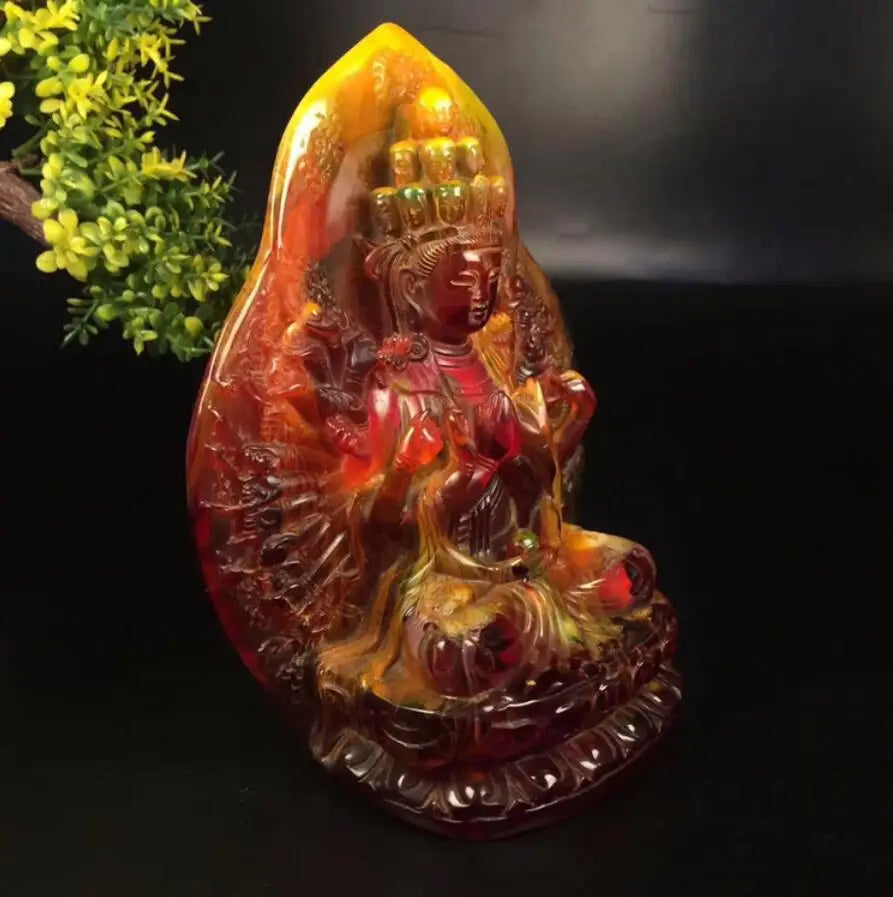China imitation amber thousand hand Guanyin crafts statue