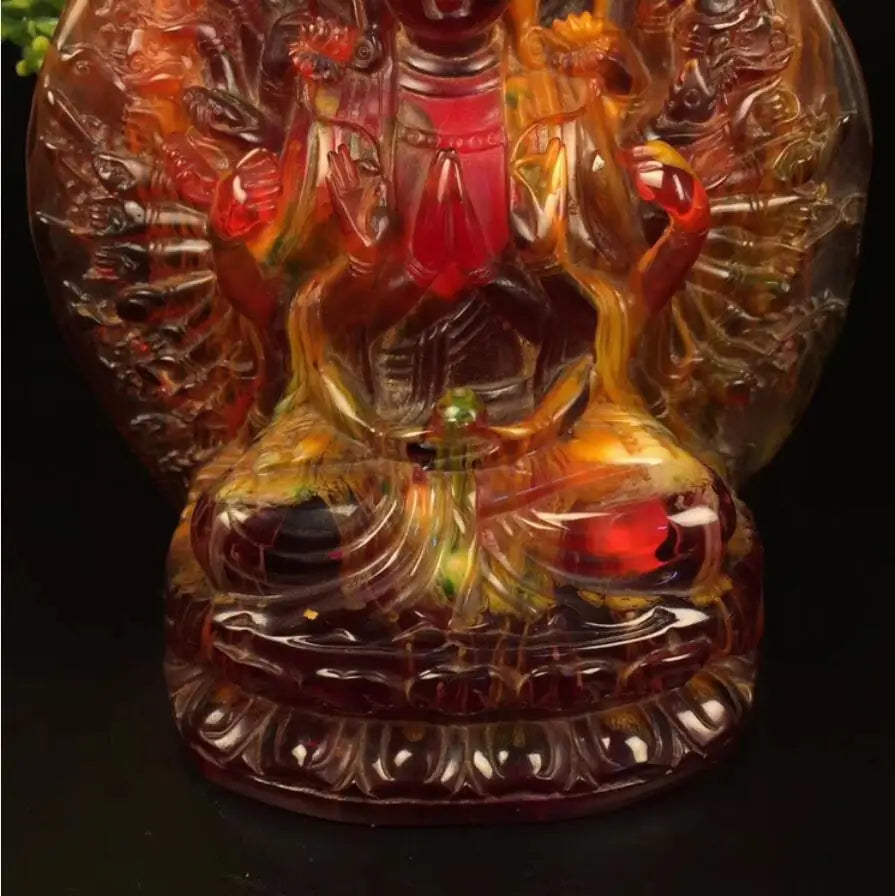 China imitation amber thousand hand Guanyin crafts statue