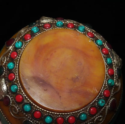 China imitation beeswax bowl inlay imitation coral turquoise crafts statue