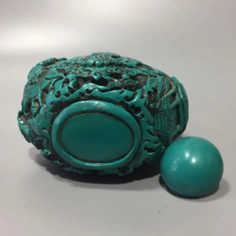 China imitation turquoise Carving figures snuff bottle crafts statue
