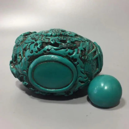 China imitation turquoise Carving figures snuff bottle crafts statue