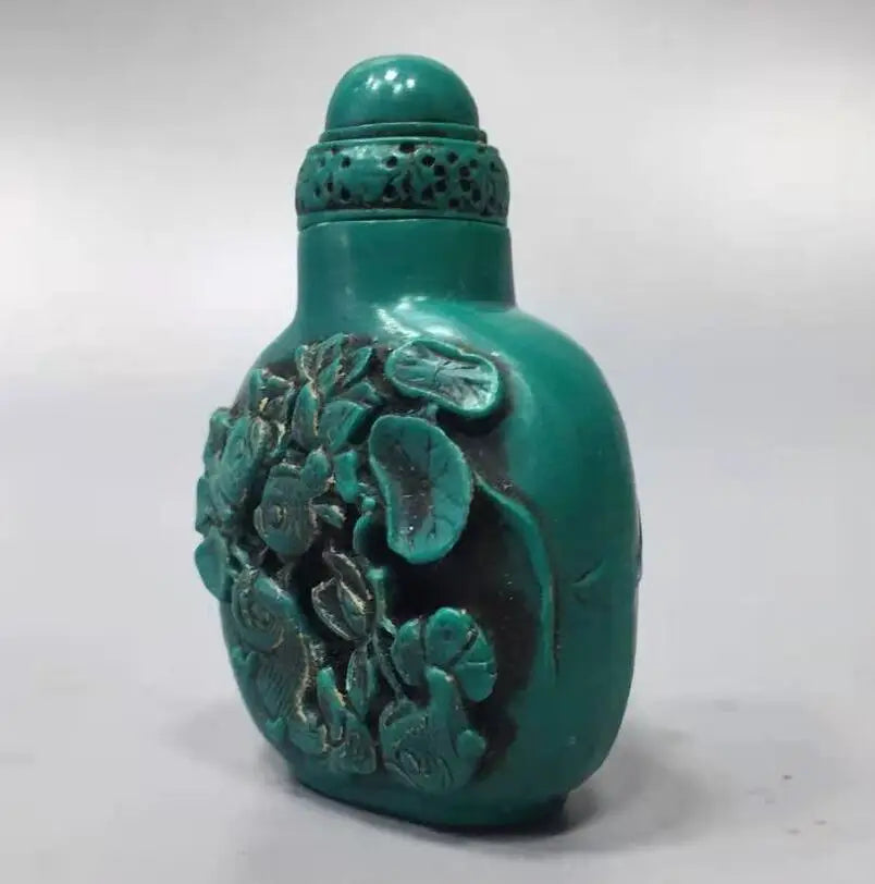 China imitation turquoise Lotus fish snuff bottle crafts statue
