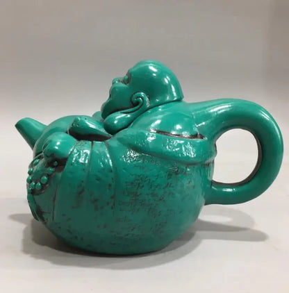 China imitation turquoise maitreya Buddha teapot crafts statue