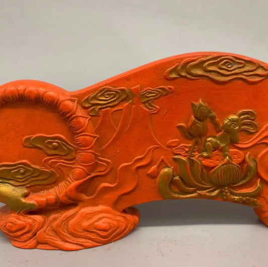 China ink lump carving lotus crafts statue