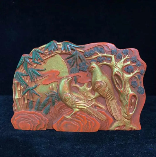China ink lump magpies plum Bossom crafts statue