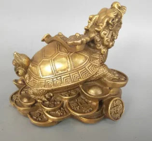 China pure brass money Wealth dragon turtle statue