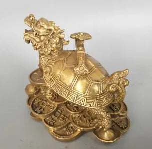 China pure brass money Wealth dragon turtle statue