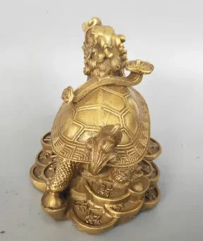 China pure brass money Wealth dragon turtle statue