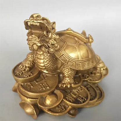 China pure brass money Wealth dragon turtle statue