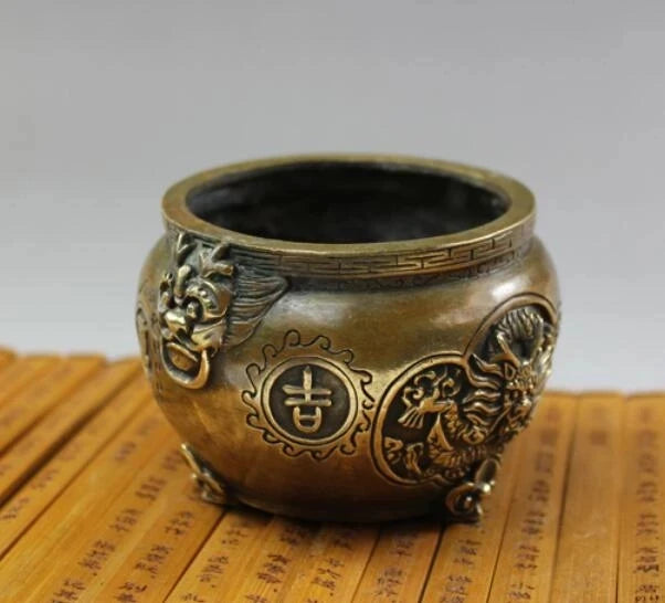 China pure copper incense burner auspicious dragon and phoenix incense burner