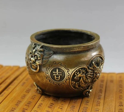 China pure copper incense burner auspicious dragon and phoenix incense burner