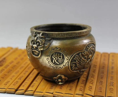 China pure copper incense burner auspicious dragon and phoenix incense burner