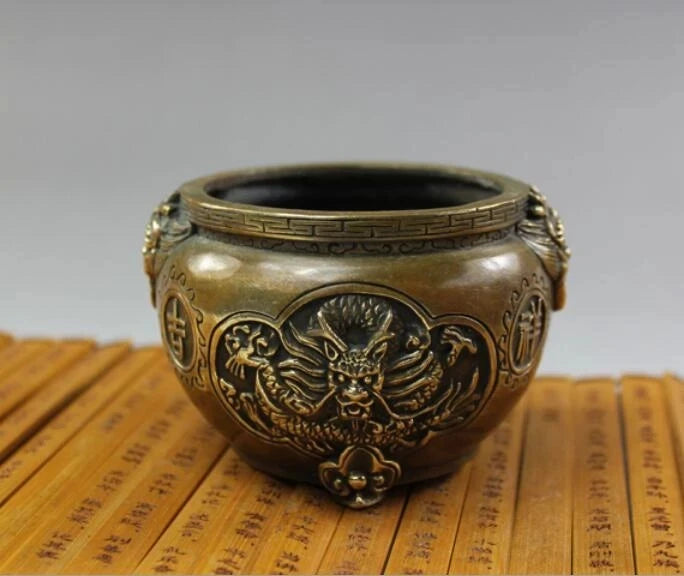 China pure copper incense burner auspicious dragon and phoenix incense burner