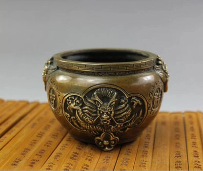 China pure copper incense burner auspicious dragon and phoenix incense burner