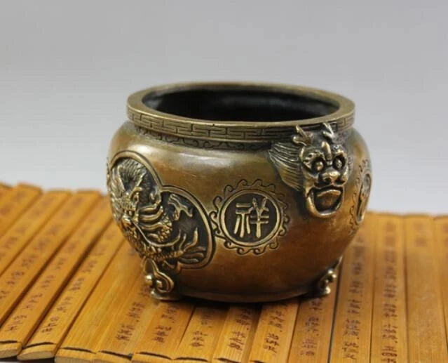 China pure copper incense burner auspicious dragon and phoenix incense burner