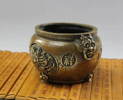 China pure copper incense burner auspicious dragon and phoenix incense burner