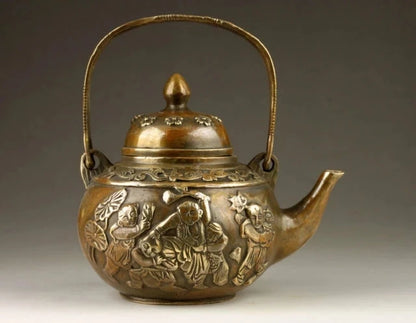China's rare handmade old copper five children playing the teapot