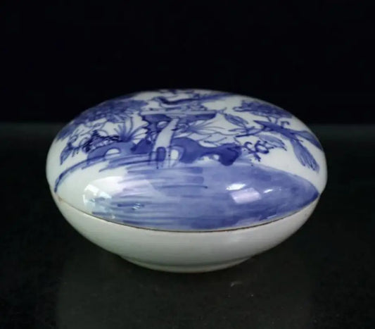 China seiko Blue and white ceramic Seal box crafts statue