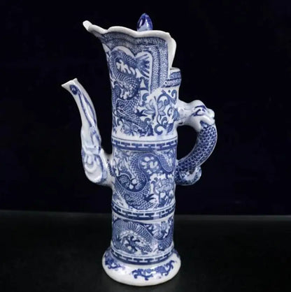 China seiko Blue and white ceramic dragon teapot crafts statue